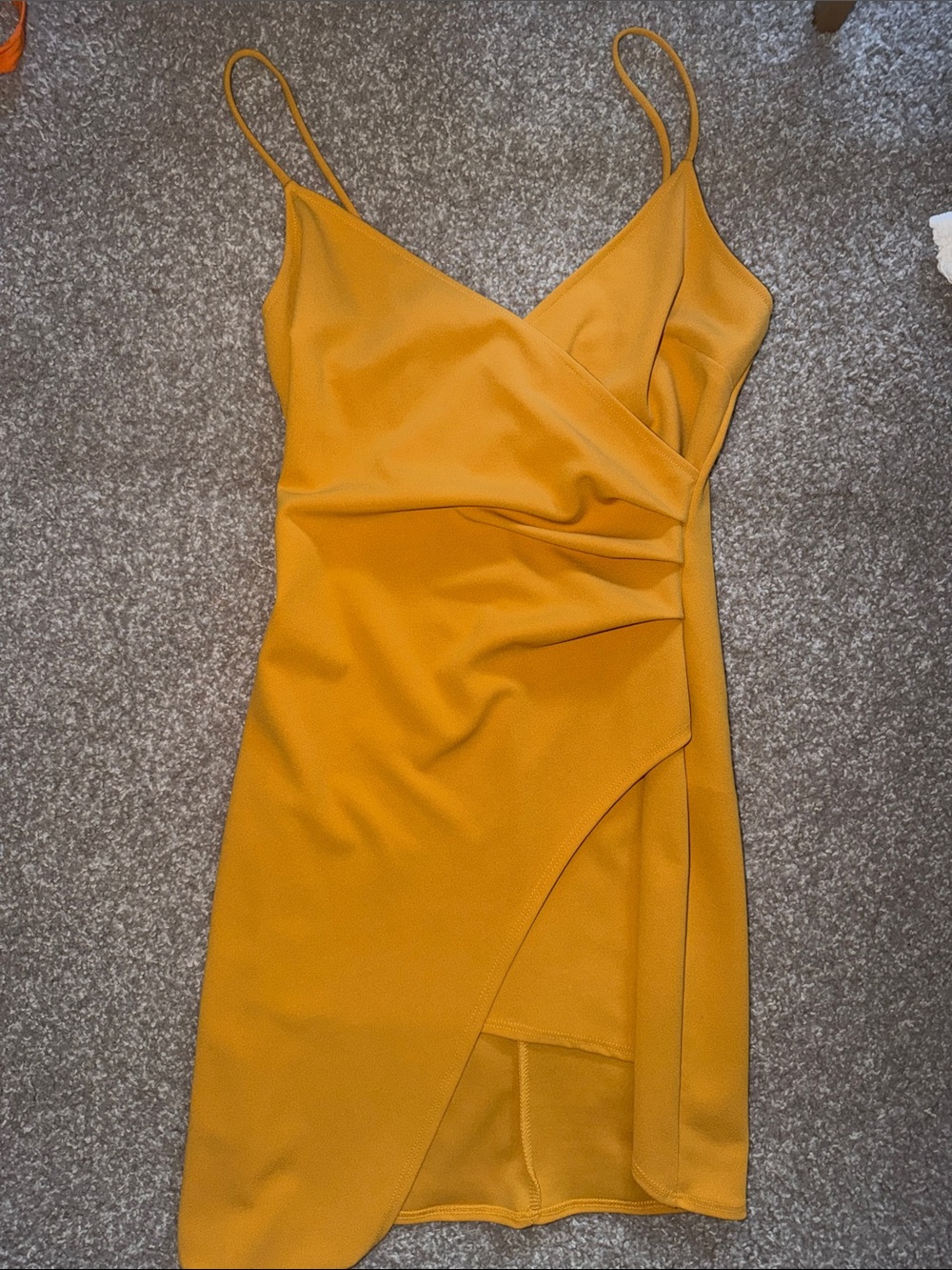 Blue Blush Mustard Yellow Wrap Mini Dress